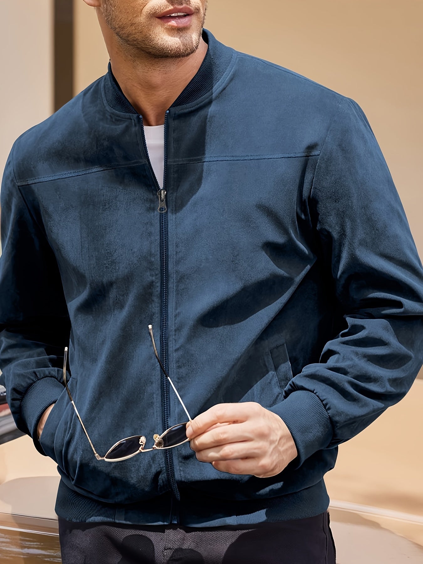 Lars | Retro Herrejakke i Semsket Lær-utseende