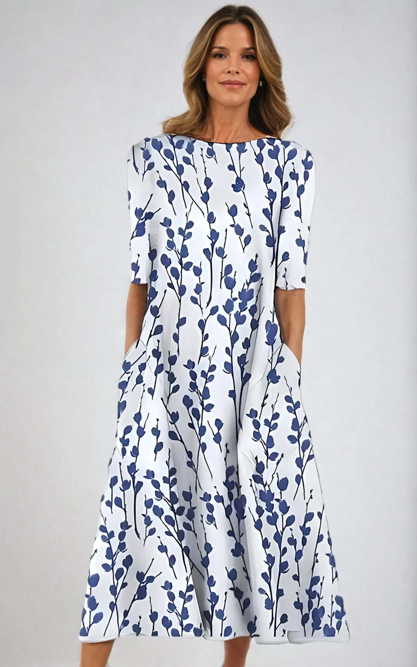 Eilov | A-Linje Kjole Med Kunstnerisk Bladtrykk