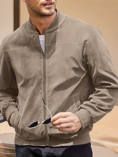 Lars | Retro Herrejakke i Semsket Lær-utseende