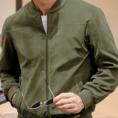 Lars | Retro Herrejakke i Semsket Lær-utseende